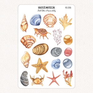 Kagylós matricák No.038, Otthon & Életmód, Papír, írószer, Matrica, matrica csomag, Fotó, grafika, rajz, illusztráció, Papírművészet, MESKA