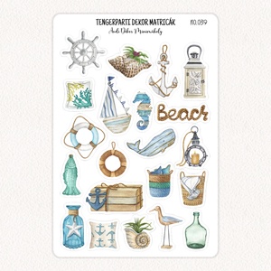 Tengerparti dekor matricák No.039, Otthon & Életmód, Papír, írószer, Matrica, matrica csomag, Fotó, grafika, rajz, illusztráció, Papírművészet, MESKA