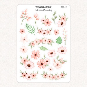 Virágos matricák No.042, Otthon & Életmód, Papír, írószer, Matrica, matrica csomag, Fotó, grafika, rajz, illusztráció, Papírművészet, MESKA