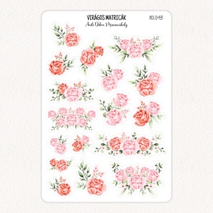 Virágos matricák No.043, Otthon & Életmód, Papír, írószer, Matrica, matrica csomag, Fotó, grafika, rajz, illusztráció, Papírművészet, MESKA