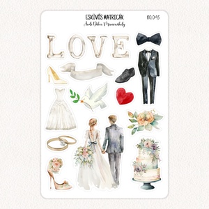 Esküvős matricák No.045, Otthon & Életmód, Papír, írószer, Matrica, matrica csomag, Fotó, grafika, rajz, illusztráció, Papírművészet, MESKA