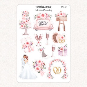 Esküvős matricák No.047, Otthon & Életmód, Papír, írószer, Matrica, matrica csomag, Fotó, grafika, rajz, illusztráció, Papírművészet, MESKA