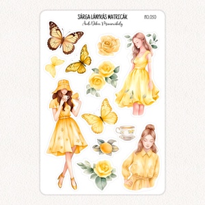 Sárga lánykás matricák No.050, Otthon & Életmód, Papír, írószer, Matrica, matrica csomag, Fotó, grafika, rajz, illusztráció, Papírművészet, MESKA