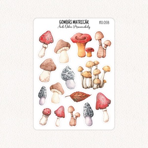 Gombás matricák No.058, Otthon & Életmód, Papír, írószer, Matrica, matrica csomag, Fotó, grafika, rajz, illusztráció, Papírművészet, MESKA