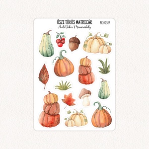 Őszi tökös matricák No.059, Otthon & Életmód, Papír, írószer, Matrica, matrica csomag, Fotó, grafika, rajz, illusztráció, Papírművészet, MESKA