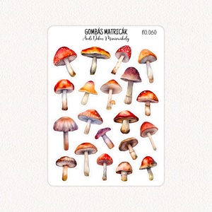 Gombás matricák No.060, Otthon & Életmód, Papír, írószer, Matrica, matrica csomag, Fotó, grafika, rajz, illusztráció, Papírművészet, MESKA