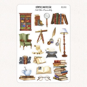 Könyves matricák No.095, Otthon & Életmód, Papír, írószer, Matrica, matrica csomag, Fotó, grafika, rajz, illusztráció, Papírművészet, MESKA