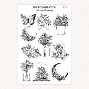 Bohém virágos matricák No.101, Otthon & Életmód, Papír, írószer, Matrica, matrica csomag, Fotó, grafika, rajz, illusztráció, Papírművészet, MESKA