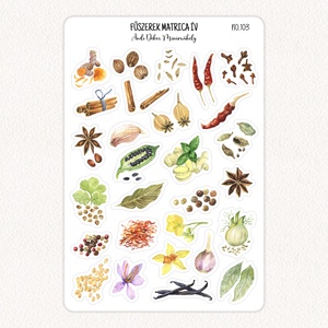 Fűszerek matrica ív No.103 - Meska.hu