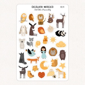 Édes állatok matrica ív No.111, Otthon & Életmód, Papír, írószer, Matrica, matrica csomag, Fotó, grafika, rajz, illusztráció, Papírművészet, MESKA