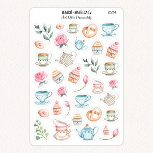 Teaidő matrica ív No.114, Otthon & Életmód, Papír, írószer, Matrica, matrica csomag, Fotó, grafika, rajz, illusztráció, Papírművészet, MESKA