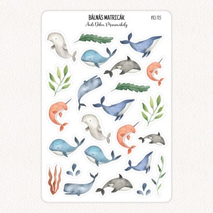 Bálnás matricák No.115, Otthon & Életmód, Papír, írószer, Matrica, matrica csomag, Fotó, grafika, rajz, illusztráció, Papírművészet, MESKA