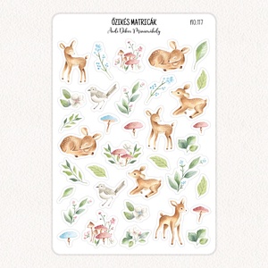 Őzikés matricák No.117, Otthon & Életmód, Papír, írószer, Matrica, matrica csomag, Fotó, grafika, rajz, illusztráció, Papírművészet, MESKA