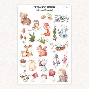 Erdei állatos matricák No.131, Otthon & Életmód, Papír, írószer, Matrica, matrica csomag, Fotó, grafika, rajz, illusztráció, Papírművészet, MESKA