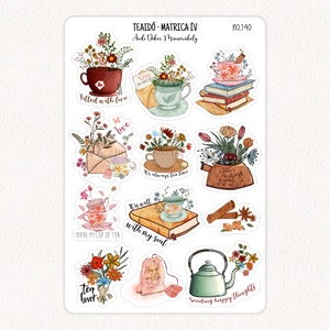 Teaidő matrica ív No.140, Otthon & Életmód, Papír, írószer, Matrica, matrica csomag, Fotó, grafika, rajz, illusztráció, Papírművészet, MESKA