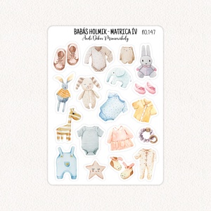 Babás holmik matrica ív No.147, Otthon & Életmód, Papír, írószer, Matrica, matrica csomag, Fotó, grafika, rajz, illusztráció, Papírművészet, MESKA