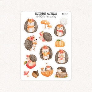 Őszi sünis matricák No.157, Otthon & Életmód, Papír, írószer, Matrica, matrica csomag, Fotó, grafika, rajz, illusztráció, Papírművészet, MESKA