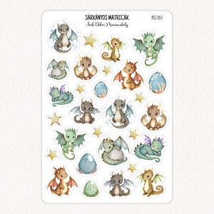 Sárkányos matricák No.161, Otthon & Életmód, Papír, írószer, Matrica, matrica csomag, Fotó, grafika, rajz, illusztráció, Papírművészet, MESKA