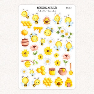Méhecskés matricák No.167, Otthon & Életmód, Papír, írószer, Matrica, matrica csomag, Fotó, grafika, rajz, illusztráció, Papírművészet, MESKA