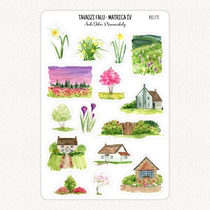Tavaszi falu matrica ív No.171, Otthon & Életmód, Papír, írószer, Matrica, matrica csomag, Fotó, grafika, rajz, illusztráció, Papírművészet, MESKA