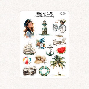 Nyári matricák No.179, Otthon & Életmód, Papír, írószer, Matrica, matrica csomag, Fotó, grafika, rajz, illusztráció, Papírművészet, MESKA