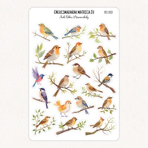 Énekesmadarak matrica ív No.183, Otthon & Életmód, Papír, írószer, Matrica, matrica csomag, Fotó, grafika, rajz, illusztráció, Papírművészet, MESKA