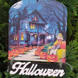 halloweeni ajtódísz- sütőtökös, Otthon & Életmód, Dekoráció, Halloween, Halloweeni ajtódíszek és ablakdíszek, Decoupage, transzfer és szalvétatechnika, MESKA
