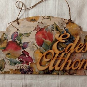  Gyümölcsök- ajtókopogtató tábla, Otthon & Életmód, Dekoráció, Ajtó- és ablak dekoráció, Ajtódísz & Kopogtató, Decoupage, transzfer és szalvétatechnika, MESKA