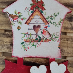 Kismadarak karácsonyi ajtódísz  - Meska.hu