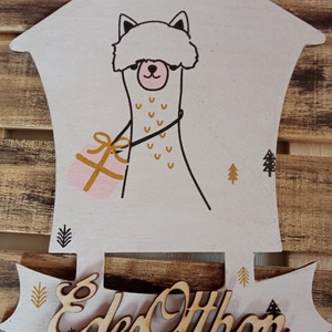 Láma karácsonyi ajtódísz  - Meska.hu