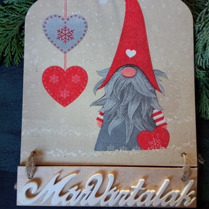 Szürke manó- Ajtódísz, Otthon & Életmód, Dekoráció, Ajtó- és ablak dekoráció, Ajtódísz & Kopogtató, Decoupage, transzfer és szalvétatechnika, MESKA