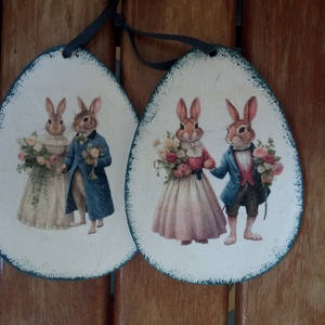 Nyúl urak- húsvéti tojások, Otthon & Életmód, Dekoráció, Dísztárgy, Decoupage, transzfer és szalvétatechnika, MESKA