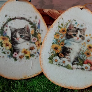 Cirmos cicák- húsvéti tojások, Otthon & Életmód, Dekoráció, Dísztárgy, Decoupage, transzfer és szalvétatechnika, MESKA