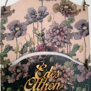 Pipacsos ajtókopogtató tábla, Otthon & Életmód, Dekoráció, Ajtó- és ablak dekoráció, Ajtódísz & Kopogtató, Decoupage, transzfer és szalvétatechnika, Festett tárgyak, MESKA