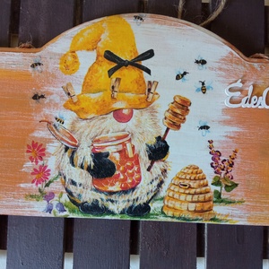 Mézes manó -ajtódísz, Otthon & Életmód, Dekoráció, Ajtó- és ablak dekoráció, Ajtódísz & Kopogtató, Decoupage, transzfer és szalvétatechnika, Festett tárgyak, MESKA