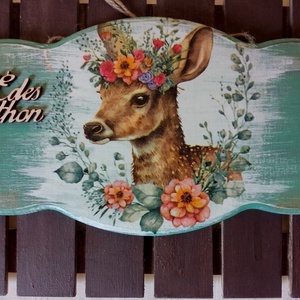 Őzikés -ajtódísz, Otthon & Életmód, Dekoráció, Ajtó- és ablak dekoráció, Ajtódísz & Kopogtató, Decoupage, transzfer és szalvétatechnika, Festett tárgyak, MESKA
