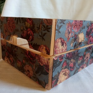 Pipacsos, bazsarózsás faláda , Otthon & Életmód, Tárolás & Rendszerezés, Láda, Decoupage, transzfer és szalvétatechnika, Festett tárgyak, MESKA