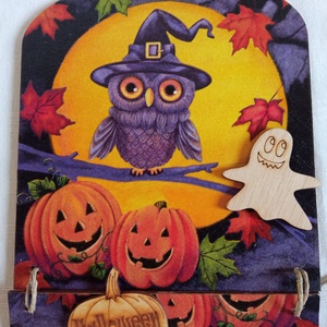 Lila bagoly halloweeni ajtódísz - Meska.hu
