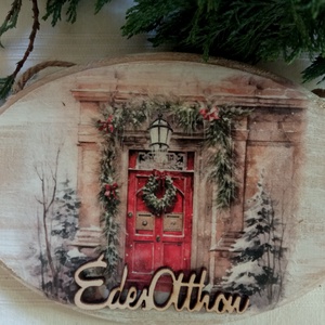 Adventi ajtó- adventi ajtódísz -piros - Meska.hu