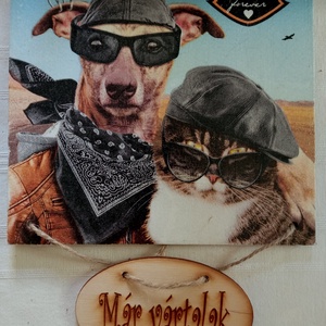 Vad motorosok, kutyás-cicás ajtódísz - Meska.hu