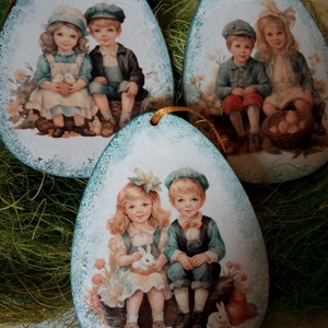 Retró mintás húsvéti tojások, Otthon & Életmód, Dekoráció, Fali és függő dekoráció, Függődísz, Decoupage, transzfer és szalvétatechnika, MESKA
