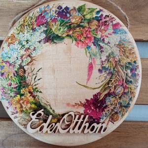 Vadvirágok- ajtókopogtató tábla, Otthon & Életmód, Dekoráció, Ajtó- és ablak dekoráció, Ajtódísz & Kopogtató, Decoupage, transzfer és szalvétatechnika, MESKA