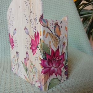 Bordóvirgos papírzsebkendő tartó , Otthon & Életmód, Tárolás & Rendszerezés, Zsebkendőtartó, Decoupage, transzfer és szalvétatechnika, MESKA