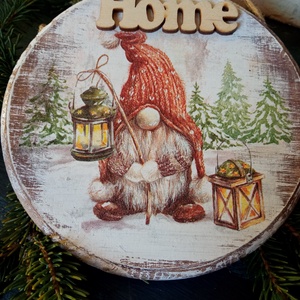 Lmps manó  adventi ajtókopogtató tábla, Karácsony, Adventi díszek, Adventi ajtódísz, Decoupage, transzfer és szalvétatechnika, Festett tárgyak, MESKA