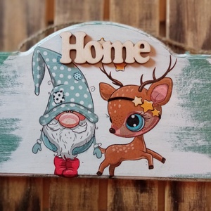 Kedves rénszarvas- adventi ajtókopogtató , Karácsony, Adventi díszek, Adventi ajtódísz, Decoupage, transzfer és szalvétatechnika, MESKA