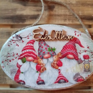 Hrom manó- adventi ajtókopogtató , Karácsony, Adventi díszek, Adventi ajtódísz, Decoupage, transzfer és szalvétatechnika, MESKA