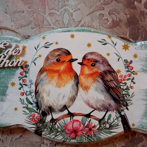 Vörösbegyek ajtókopogtató tábla - Meska.hu