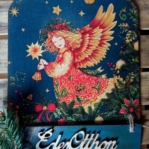 Karácsonyi angyal- adventi ajtókopogtató tábla - Meska.hu