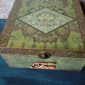 Elegns olíva- bronzos tes doboz - otthon & életmód - konyhafelszerelés, tálalás - konyhai tárolás - tea & kávé tárolás - Meska.hu