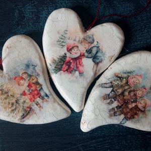 Hógolyozó gyerekek- retró karcsonyfadísz  - Meska.hu